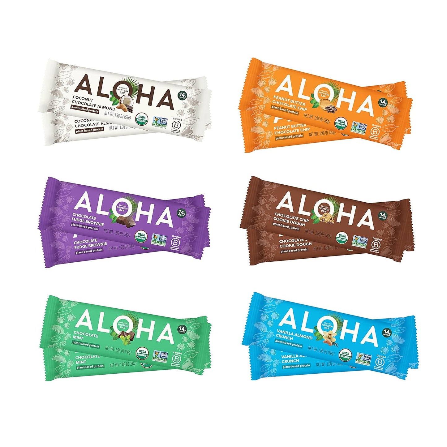 ALOHA Organic Plant Protein Bars: Vegan, Low Sugar, Gluten-Free, Low Carb.12 Count (Pack of 1)