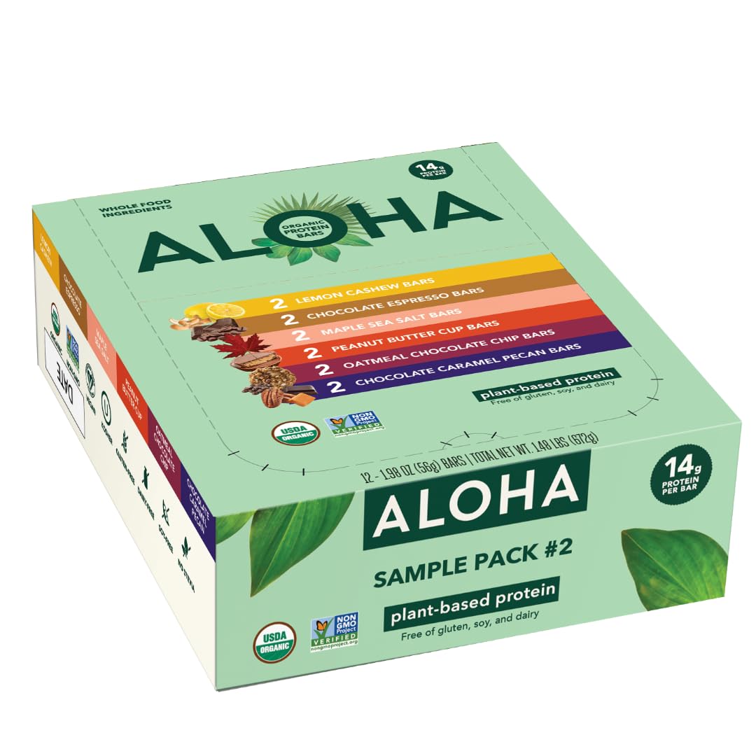 ALOHA Organic Plant Protein Bars: Vegan, Low Sugar, Gluten-Free, Low Carb.12 Count (Pack of 1)