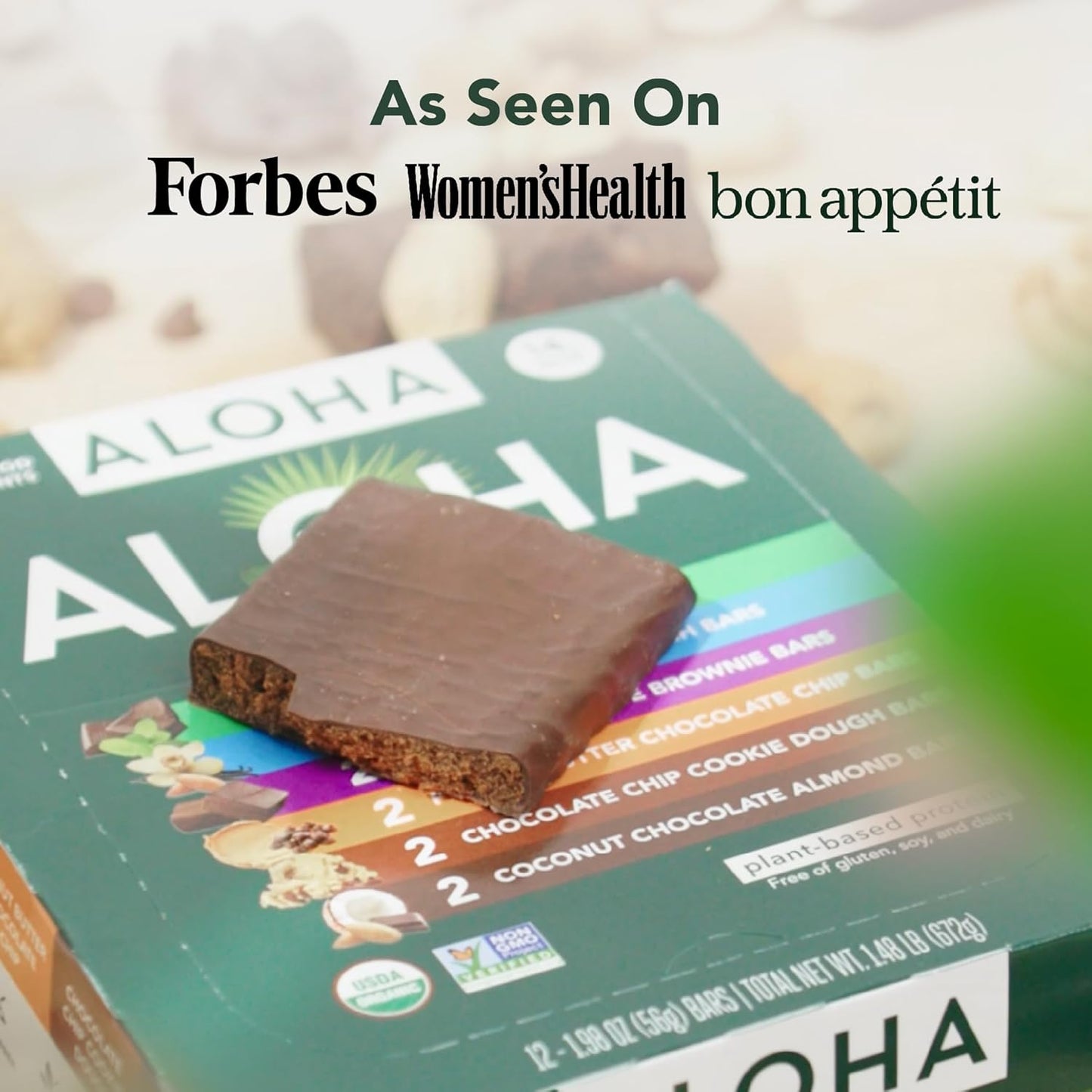 ALOHA Organic Plant Protein Bars: Vegan, Low Sugar, Gluten-Free, Low Carb.12 Count (Pack of 1)