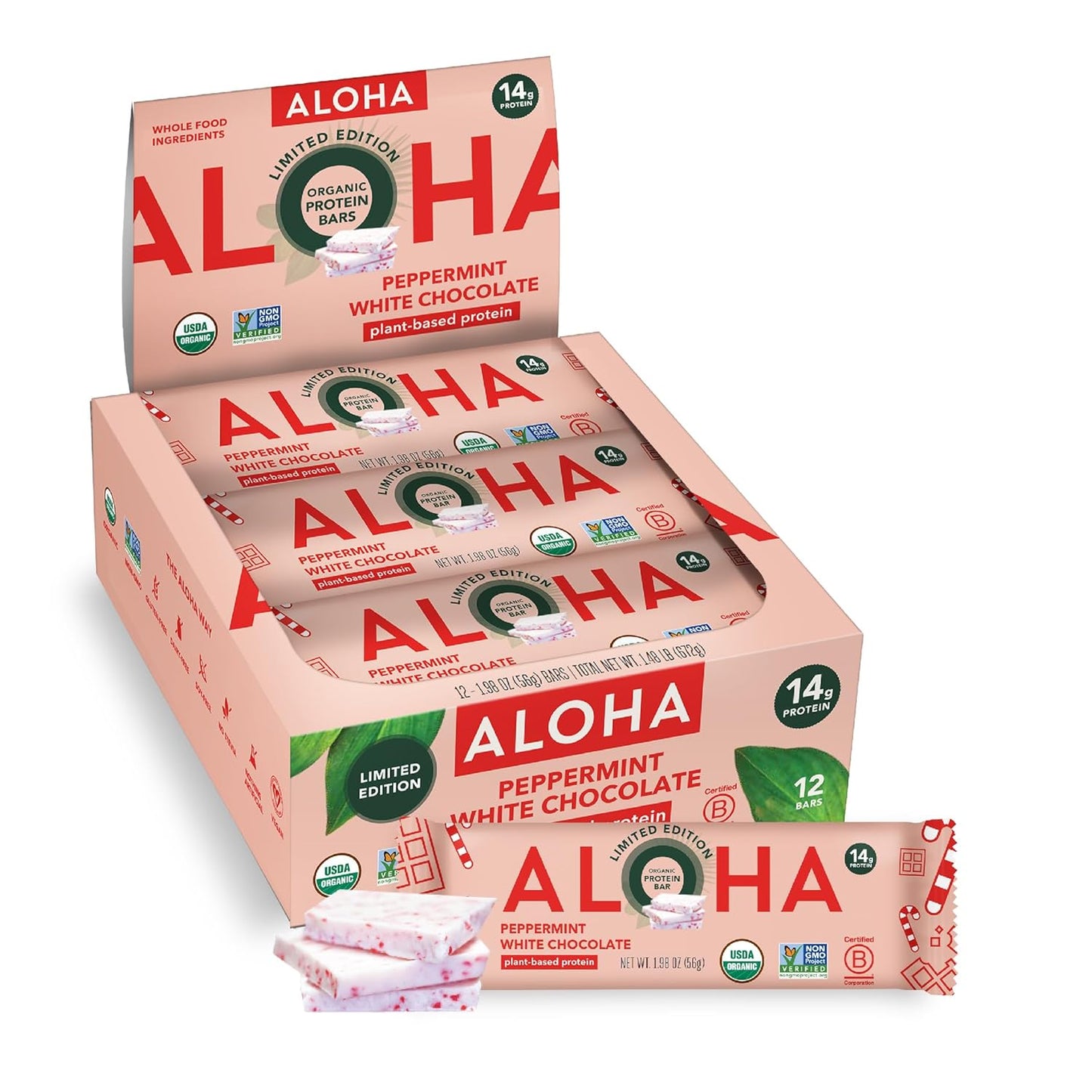 ALOHA Organic Plant Protein Bars: Vegan, Low Sugar, Gluten-Free, Low Carb.12 Count (Pack of 1)