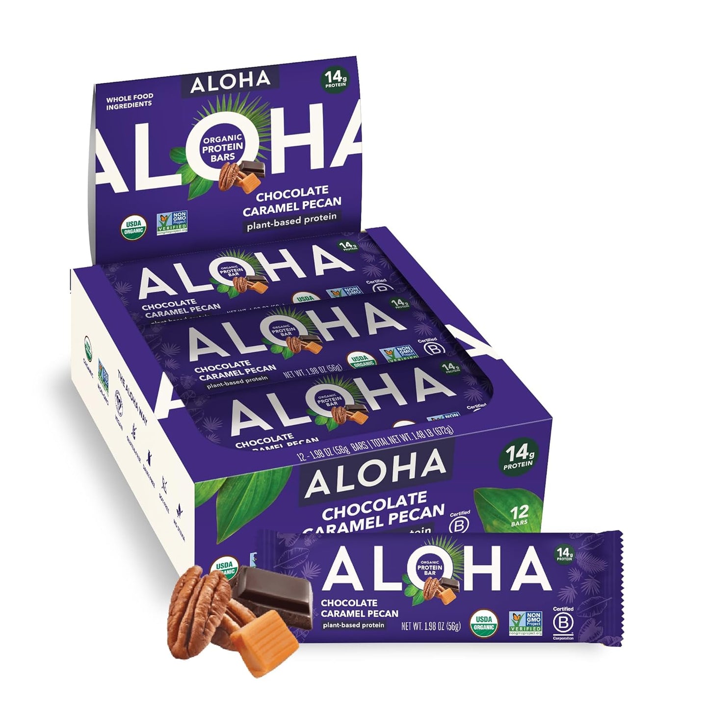 ALOHA Organic Plant Protein Bars: Vegan, Low Sugar, Gluten-Free, Low Carb.12 Count (Pack of 1)