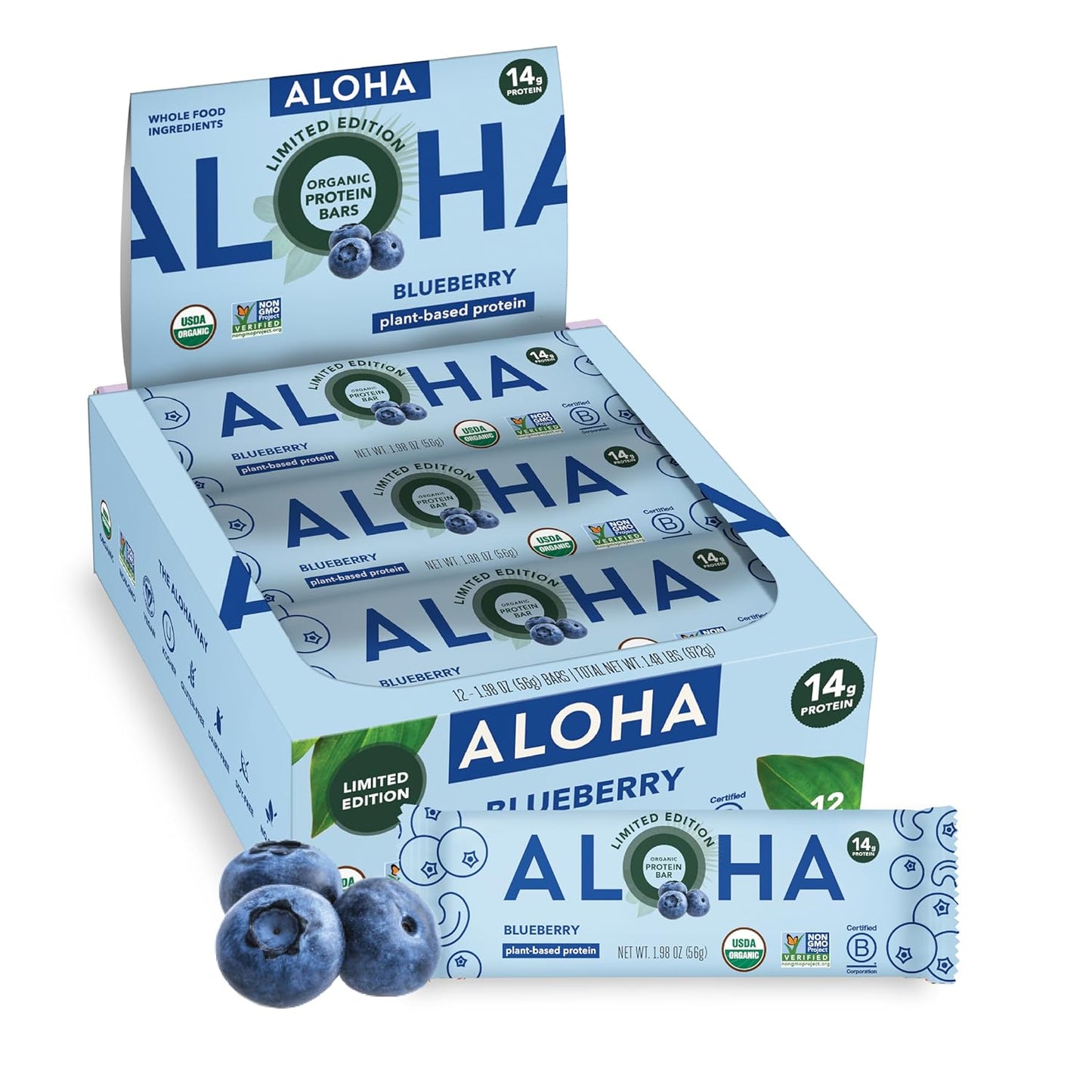 ALOHA Organic Plant Protein Bars: Vegan, Low Sugar, Gluten-Free, Low Carb.12 Count (Pack of 1)