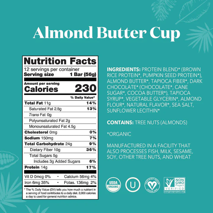 Almond Butter Cup Protein Bars 12-count