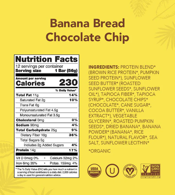 Banana Bread Chocolate Chip Protein Bars 12-count