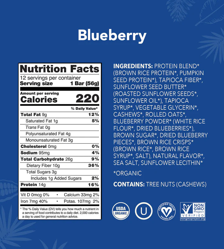 Blueberry Protein Bars 12-count