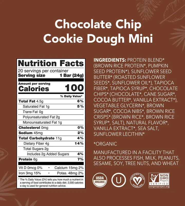 Chocolate Chip Cookie Dough Mini Bars 20-count