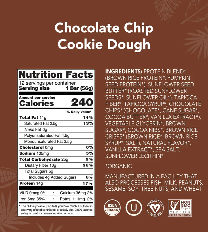 Chocolate Chip Cookie Dough Protein Bars 12-count
