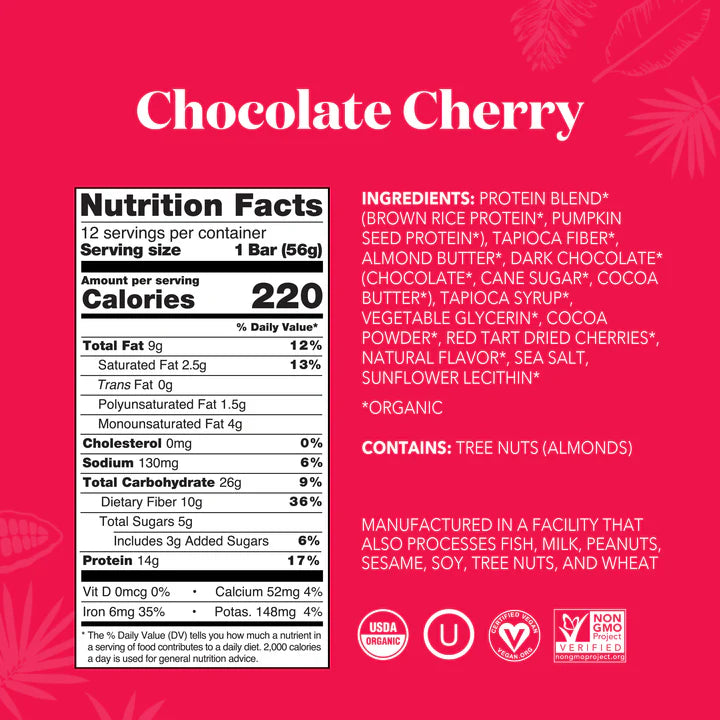Chocolate Cherry Protein Bars (Out of Stock) 12-count