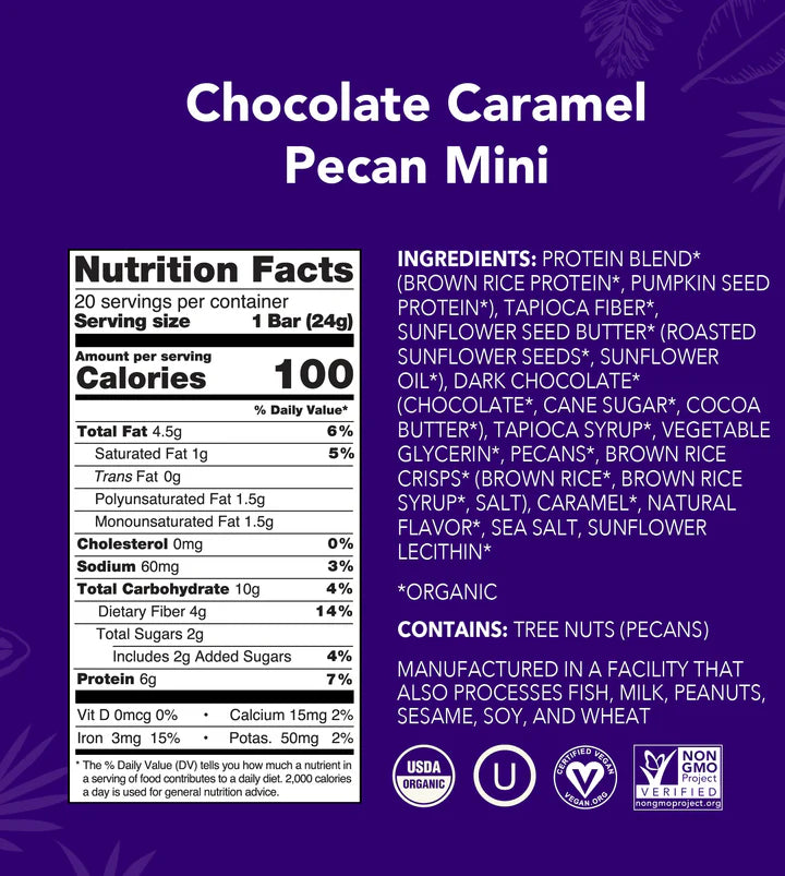Chocolate Caramel Pecan Mini Bars 20-count