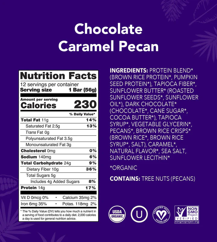 Chocolate Caramel Pecan Protein Bars 12-count
