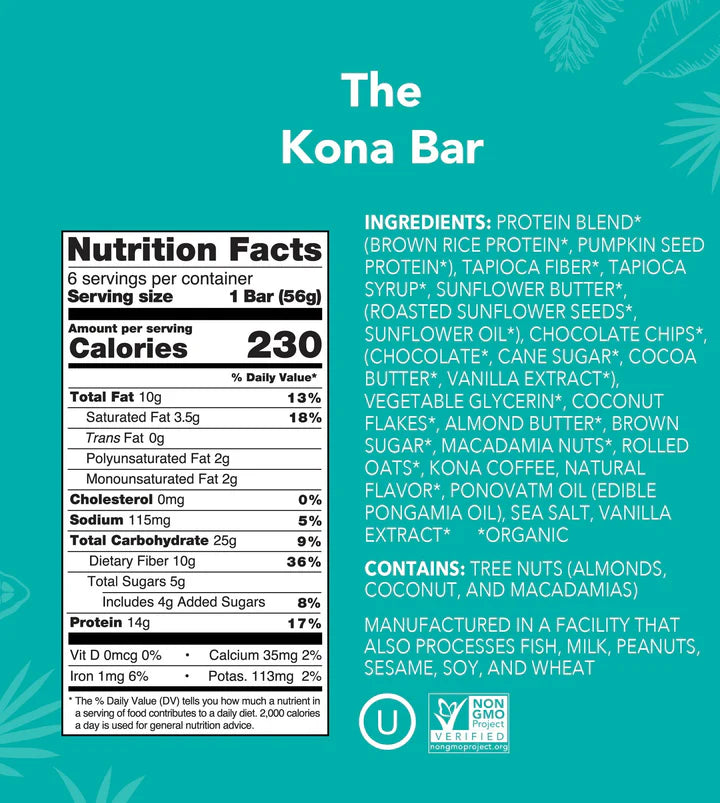 The Kona Bar Protein Bars 6-count