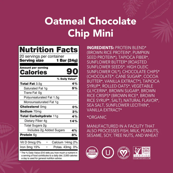 Oatmeal Chocolate Chip Mini Bars 20-count