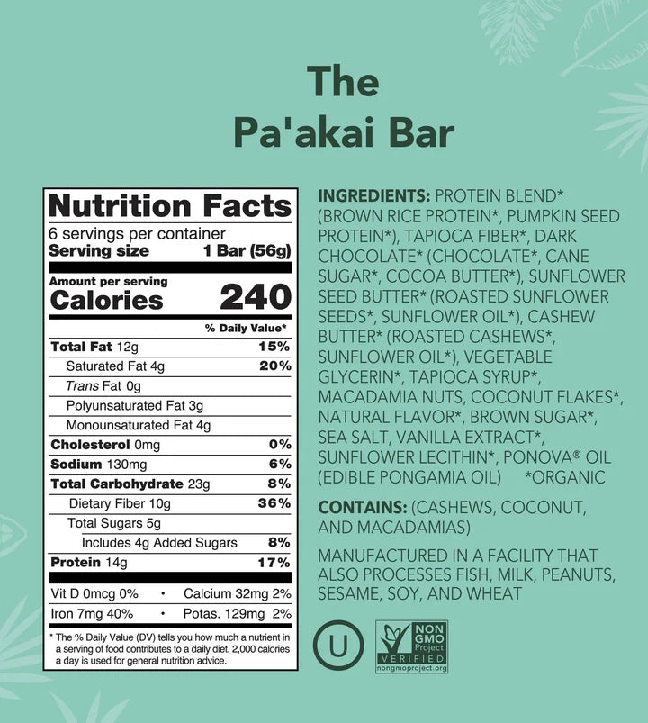 The Pa'akai Bar Protein Bars 6-count