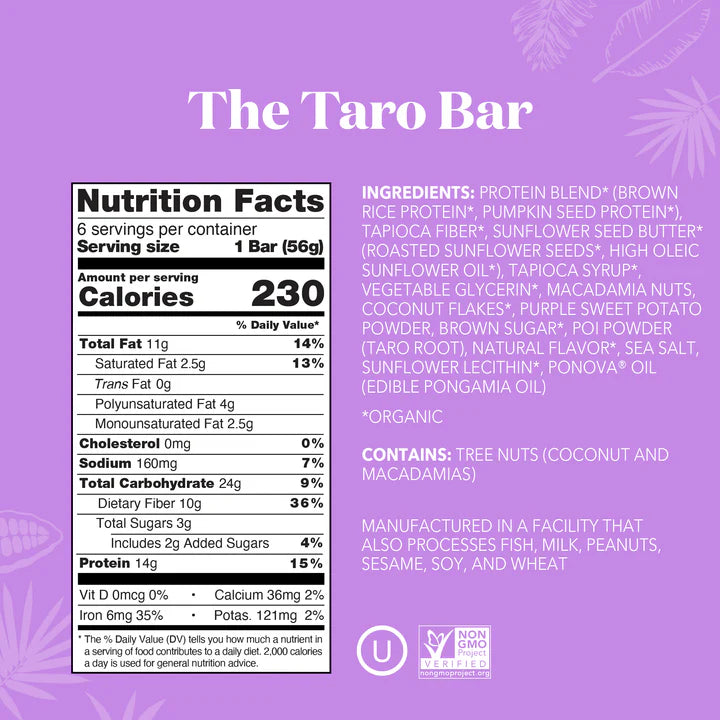 The Taro Bar (Pack of 6) Protein Bars 6-count